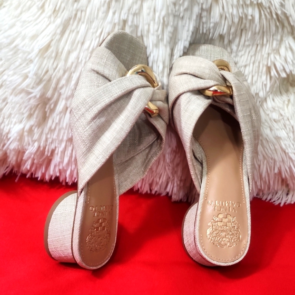 Vince Camuto Liane Tan Mules with Knotted Detail - Picture 2 of 10